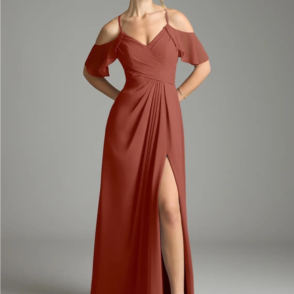 Azazie Rust Maxi Dress